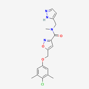 molecular formula C18H19ClN4O3 B4880279 5-[(4-chloro-3,5-dimethylphenoxy)methyl]-N-methyl-N-(1H-pyrazol-5-ylmethyl)-3-isoxazolecarboxamide 