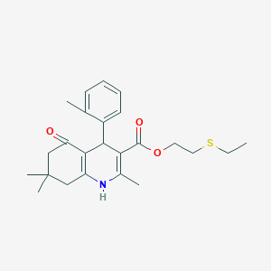 molecular formula C24H31NO3S B4880304 2-(ethylthio)ethyl 2,7,7-trimethyl-4-(2-methylphenyl)-5-oxo-1,4,5,6,7,8-hexahydro-3-quinolinecarboxylate 