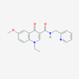 molecular formula C19H19N3O3 B4880337 1-ethyl-6-methoxy-4-oxo-N-(2-pyridinylmethyl)-1,4-dihydro-3-quinolinecarboxamide 