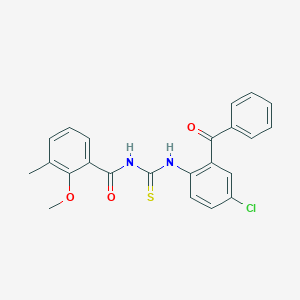 molecular formula C23H19ClN2O3S B4880392 N-{[(2-benzoyl-4-chlorophenyl)amino]carbonothioyl}-2-methoxy-3-methylbenzamide 