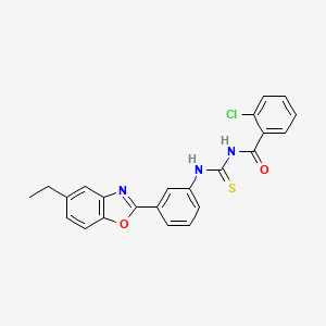 molecular formula C23H18ClN3O2S B4880418 2-chloro-N-({[3-(5-ethyl-1,3-benzoxazol-2-yl)phenyl]amino}carbonothioyl)benzamide 