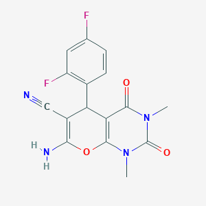molecular formula C16H12F2N4O3 B4880450 7-amino-5-(2,4-difluorophenyl)-1,3-dimethyl-2,4-dioxo-1,3,4,5-tetrahydro-2H-pyrano[2,3-d]pyrimidine-6-carbonitrile 