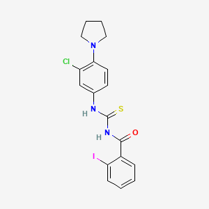 molecular formula C18H17ClIN3OS B4880456 N-({[3-chloro-4-(1-pyrrolidinyl)phenyl]amino}carbonothioyl)-2-iodobenzamide 
