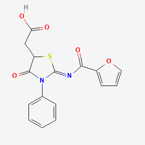 molecular formula C16H12N2O5S B4880470 [2-(2-furoylimino)-4-oxo-3-phenyl-1,3-thiazolidin-5-yl]acetic acid 