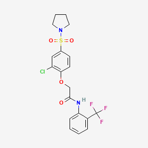 molecular formula C19H18ClF3N2O4S B4880481 2-[2-chloro-4-(1-pyrrolidinylsulfonyl)phenoxy]-N-[2-(trifluoromethyl)phenyl]acetamide 