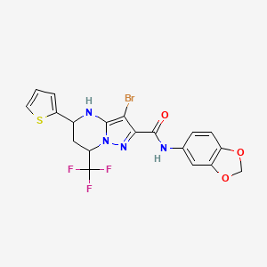 molecular formula C19H14BrF3N4O3S B4880578 N-1,3-benzodioxol-5-yl-3-bromo-5-(2-thienyl)-7-(trifluoromethyl)-4,5,6,7-tetrahydropyrazolo[1,5-a]pyrimidine-2-carboxamide 