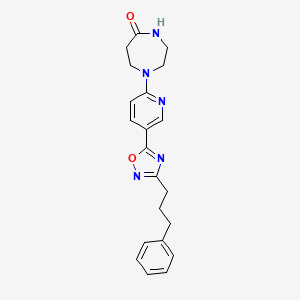 molecular formula C21H23N5O2 B4880613 1-{5-[3-(3-phenylpropyl)-1,2,4-oxadiazol-5-yl]-2-pyridinyl}-1,4-diazepan-5-one 