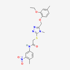molecular formula C22H25N5O5S B4880624 2-({5-[(2-ethoxy-4-methylphenoxy)methyl]-4-methyl-4H-1,2,4-triazol-3-yl}thio)-N-(4-methyl-3-nitrophenyl)acetamide 