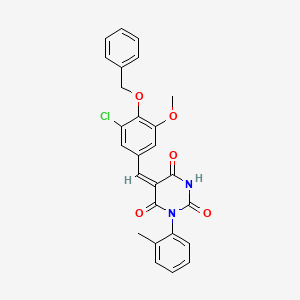 molecular formula C26H21ClN2O5 B4880649 5-[4-(benzyloxy)-3-chloro-5-methoxybenzylidene]-1-(2-methylphenyl)-2,4,6(1H,3H,5H)-pyrimidinetrione 