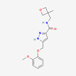 molecular formula C17H21N3O4 B4880674 5-[(2-methoxyphenoxy)methyl]-N-[(3-methyl-3-oxetanyl)methyl]-1H-pyrazole-3-carboxamide 