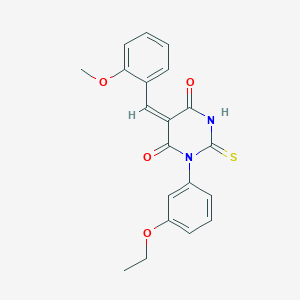 molecular formula C20H18N2O4S B4880687 1-(3-ethoxyphenyl)-5-(2-methoxybenzylidene)-2-thioxodihydro-4,6(1H,5H)-pyrimidinedione 
