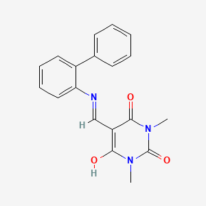 molecular formula C19H17N3O3 B4880732 5-[(2-biphenylylamino)methylene]-1,3-dimethyl-2,4,6(1H,3H,5H)-pyrimidinetrione 