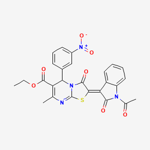 ethyl 2-(1-acetyl-2-oxo-1,2-dihydro-3H-indol-3-ylidene)-7-methyl-5-(3-nitrophenyl)-3-oxo-2,3-dihydro-5H-[1,3]thiazolo[3,2-a]pyrimidine-6-carboxylate