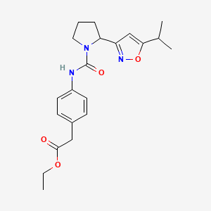 molecular formula C21H27N3O4 B4880738 ethyl [4-({[2-(5-isopropyl-3-isoxazolyl)-1-pyrrolidinyl]carbonyl}amino)phenyl]acetate 