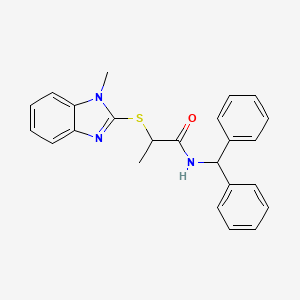 molecular formula C24H23N3OS B4880749 N-(diphenylmethyl)-2-[(1-methyl-1H-benzimidazol-2-yl)thio]propanamide 