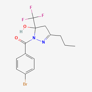 molecular formula C14H14BrF3N2O2 B4880787 1-(4-bromobenzoyl)-3-propyl-5-(trifluoromethyl)-4,5-dihydro-1H-pyrazol-5-ol 