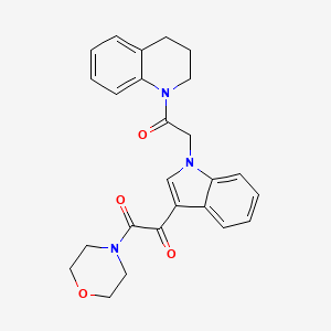 molecular formula C25H25N3O4 B4880865 1-{1-[2-(3,4-dihydro-1(2H)-quinolinyl)-2-oxoethyl]-1H-indol-3-yl}-2-(4-morpholinyl)-2-oxoethanone 