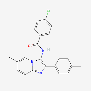 molecular formula C22H18ClN3O B4880874 4-chloro-N-[6-methyl-2-(4-methylphenyl)imidazo[1,2-a]pyridin-3-yl]benzamide 