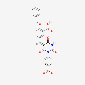 molecular formula C27H20N2O8 B4880920 2-(benzyloxy)-5-{[1-[4-(methoxycarbonyl)phenyl]-2,4,6-trioxotetrahydro-5(2H)-pyrimidinylidene]methyl}benzoic acid 