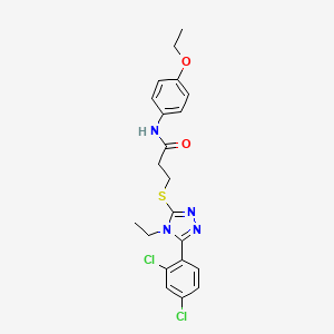 molecular formula C21H22Cl2N4O2S B4880924 3-{[5-(2,4-dichlorophenyl)-4-ethyl-4H-1,2,4-triazol-3-yl]thio}-N-(4-ethoxyphenyl)propanamide 
