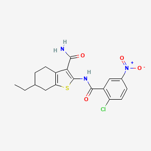molecular formula C18H18ClN3O4S B4880985 2-[(2-chloro-5-nitrobenzoyl)amino]-6-ethyl-4,5,6,7-tetrahydro-1-benzothiophene-3-carboxamide 