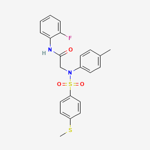 molecular formula C22H21FN2O3S2 B4881037 N~1~-(2-fluorophenyl)-N~2~-(4-methylphenyl)-N~2~-{[4-(methylthio)phenyl]sulfonyl}glycinamide 