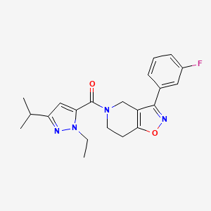 molecular formula C21H23FN4O2 B4881045 5-[(1-ethyl-3-isopropyl-1H-pyrazol-5-yl)carbonyl]-3-(3-fluorophenyl)-4,5,6,7-tetrahydroisoxazolo[4,5-c]pyridine 
