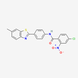 4-chloro-N-[4-(6-methyl-1,3-benzothiazol-2-yl)phenyl]-2-nitrobenzamide