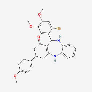 molecular formula C28H27BrN2O4 B4881081 11-(2-bromo-4,5-dimethoxyphenyl)-3-(4-methoxyphenyl)-2,3,4,5,10,11-hexahydro-1H-dibenzo[b,e][1,4]diazepin-1-one 