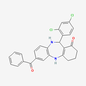 molecular formula C26H20Cl2N2O2 B4881084 7-benzoyl-11-(2,4-dichlorophenyl)-2,3,4,5,10,11-hexahydro-1H-dibenzo[b,e][1,4]diazepin-1-one 