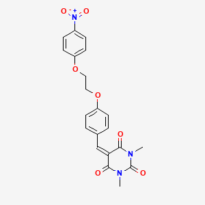molecular formula C21H19N3O7 B4881176 1,3-dimethyl-5-{4-[2-(4-nitrophenoxy)ethoxy]benzylidene}-2,4,6(1H,3H,5H)-pyrimidinetrione 