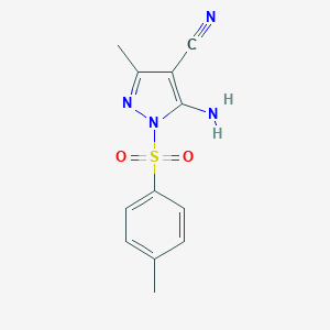 molecular formula C12H12N4O2S B488127 5-amino-3-methyl-1-tosyl-1H-pyrazole-4-carbonitrile CAS No. 957298-57-6