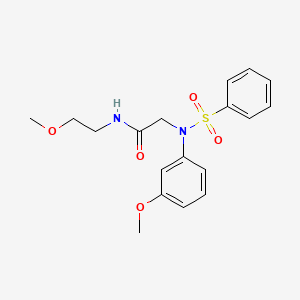molecular formula C18H22N2O5S B4881296 N~1~-(2-methoxyethyl)-N~2~-(3-methoxyphenyl)-N~2~-(phenylsulfonyl)glycinamide 