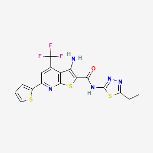3-amino-N-(5-ethyl-1,3,4-thiadiazol-2-yl)-6-(2-thienyl)-4-(trifluoromethyl)thieno[2,3-b]pyridine-2-carboxamide
