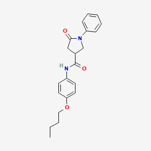 molecular formula C21H24N2O3 B4881338 N-(4-butoxyphenyl)-5-oxo-1-phenyl-3-pyrrolidinecarboxamide 