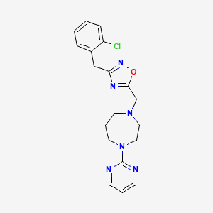 molecular formula C19H21ClN6O B4881395 1-{[3-(2-chlorobenzyl)-1,2,4-oxadiazol-5-yl]methyl}-4-(2-pyrimidinyl)-1,4-diazepane 