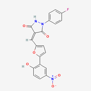 1-(4-fluorophenyl)-4-{[5-(2-hydroxy-5-nitrophenyl)-2-furyl]methylene}-3,5-pyrazolidinedione