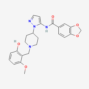 molecular formula C24H26N4O5 B4881455 N-{1-[1-(2-hydroxy-6-methoxybenzyl)-4-piperidinyl]-1H-pyrazol-5-yl}-1,3-benzodioxole-5-carboxamide 
