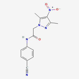 molecular formula C14H13N5O3 B4881490 N-(4-cyanophenyl)-2-(3,5-dimethyl-4-nitro-1H-pyrazol-1-yl)acetamide 