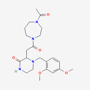 molecular formula C22H32N4O5 B4881515 3-[2-(4-acetyl-1,4-diazepan-1-yl)-2-oxoethyl]-4-(2,4-dimethoxybenzyl)-2-piperazinone 
