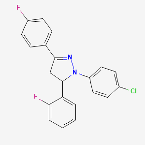 molecular formula C21H15ClF2N2 B4881544 1-(4-chlorophenyl)-5-(2-fluorophenyl)-3-(4-fluorophenyl)-4,5-dihydro-1H-pyrazole 