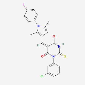 molecular formula C23H17ClIN3O2S B4881547 1-(3-chlorophenyl)-5-{[1-(4-iodophenyl)-2,5-dimethyl-1H-pyrrol-3-yl]methylene}-2-thioxodihydro-4,6(1H,5H)-pyrimidinedione 