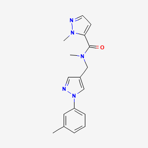 molecular formula C17H19N5O B4881563 N,1-dimethyl-N-{[1-(3-methylphenyl)-1H-pyrazol-4-yl]methyl}-1H-pyrazole-5-carboxamide 