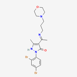 molecular formula C19H24Br2N4O2 B4881601 2-(2,4-dibromophenyl)-5-methyl-4-(1-{[3-(4-morpholinyl)propyl]amino}ethylidene)-2,4-dihydro-3H-pyrazol-3-one 