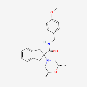 molecular formula C24H30N2O3 B4881608 2-[(2R*,6S*)-2,6-dimethyl-4-morpholinyl]-N-(4-methoxybenzyl)-2-indanecarboxamide 