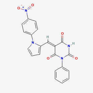 molecular formula C21H14N4O5 B4881645 5-{[1-(4-nitrophenyl)-1H-pyrrol-2-yl]methylene}-1-phenyl-2,4,6(1H,3H,5H)-pyrimidinetrione 