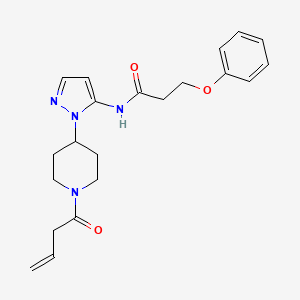 molecular formula C21H26N4O3 B4881651 N-{1-[1-(3-butenoyl)-4-piperidinyl]-1H-pyrazol-5-yl}-3-phenoxypropanamide 