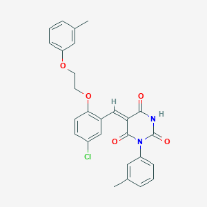 molecular formula C27H23ClN2O5 B4881732 5-{5-chloro-2-[2-(3-methylphenoxy)ethoxy]benzylidene}-1-(3-methylphenyl)-2,4,6(1H,3H,5H)-pyrimidinetrione 