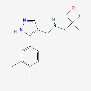 1-[3-(3,4-dimethylphenyl)-1H-pyrazol-4-yl]-N-[(3-methyl-3-oxetanyl)methyl]methanamine