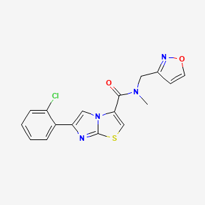 molecular formula C17H13ClN4O2S B4881903 6-(2-chlorophenyl)-N-(3-isoxazolylmethyl)-N-methylimidazo[2,1-b][1,3]thiazole-3-carboxamide 